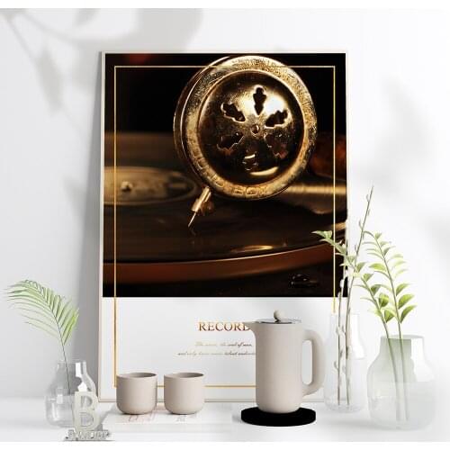 Retro Cameras Phonograph Record Picture Poster Canvas Print Painting Wall Art Vintage Music Medieval Living Room Home Decoration