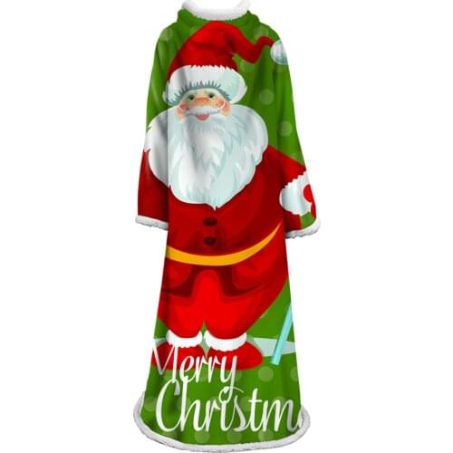 Christmas Decorative Santa Claus Sleeve Blanket Winter Warm Super Soft Sleeve Blankets Fleece Thick Bed Sofa Cloak Throw Blanket