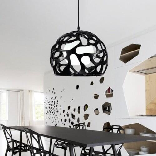 Modern Chandeliers E27 Single Head Hollow Lampshade Suspension Bar Cafe Restaurant Dining Living Room Kitchen Fixtures Lighting