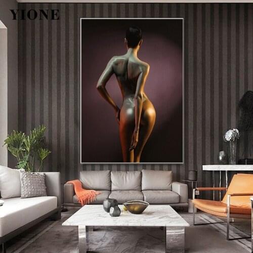 Modern Body Art Nude Woman Canvas Print Painting Custom Sexy Figure Poster Wall Picture for Living Room Bedroom Home Decoration