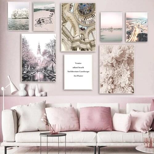 Modern Nordic Beach Scenery Poster Wall Art Canvas Painting Landscape Picture Home Decor Minimalist Print for Living Room Design