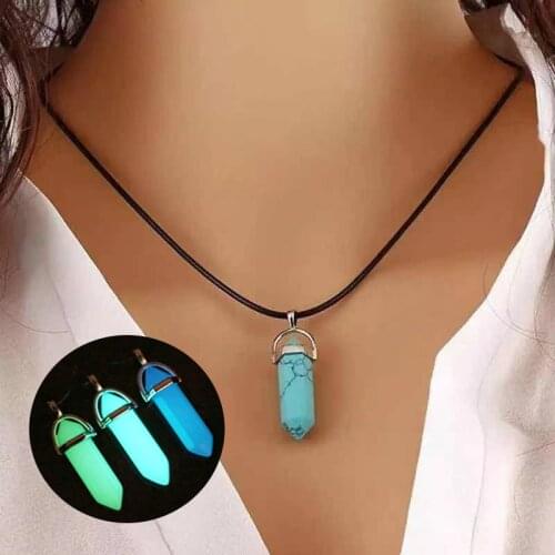 Glowing Arrow Pendant Dark Luminous Fluorescent Hexagonal Column Necklace In The Dark Pike Necklace for Women Men Halloween Gift