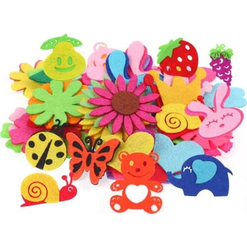 Creative Non-woven Patch Children Handmade Puzzle Materials Petal Animal Pattern Kids Patches Sewing Craft Supplies DIY Sticker
