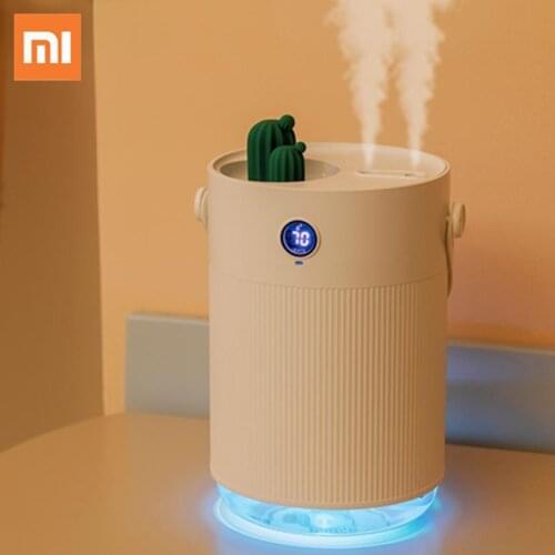 Xiaomi YouPin 1L Sothing Cactus Double Spray Humidifier LCD Digital Detect Humidity Purifying Air Mist Diffuser With 7 LED Lig