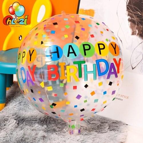 20pcs 4D Birthday Theme Balloons 22inch Transparent Round Helium Balloon Happy Birthday Party Decoration Photo Props Baby Shower