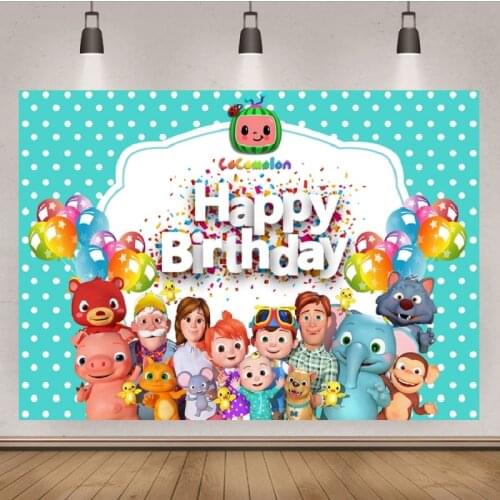 Balloon Theme Cocomelon Photography Backgrounds Balloons Kids Happy Birthday Party Backdrops Photo Studio Custom Poster