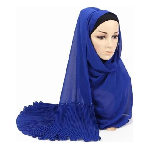 High quality Patchwork Popular bubble chiffon Pearl Scarf Wrinkle hijab Pleat Scarf stitching Muffler muslim scarves/scarf