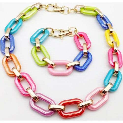 Colorful CCB Material Exaggerated Big Choker Necklace Collar for Women Hiphop Chain Necklace on the Neck 2021 Punk Jewelry