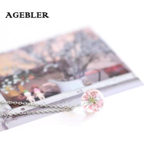 Flower Jewelry 100% Handmade Dried Flower Glass Alloy Women Necklace Clavicle Chain Short Fashion Choker Statement Necklace
