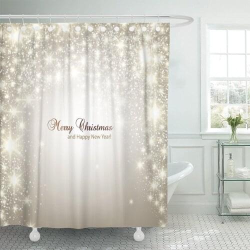 Star Elegant Christmas with Snowflakes and Place Gold Shower Curtains Waterproof Polyester Fabric 72 x 72 Inches with Hooks