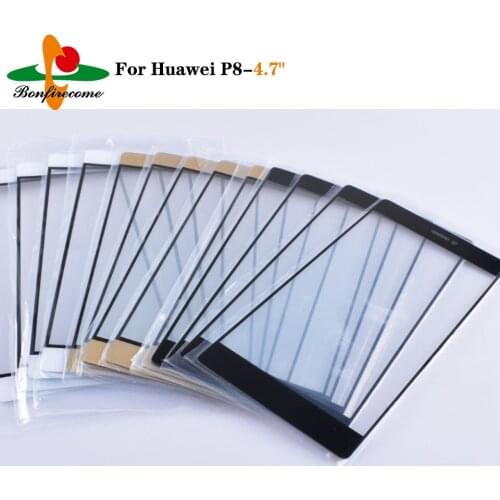 10Pcs\lot Outer Screen For Huawei P8 GRA-L09 Front Touch screen Panel LCD Display outer Glass Cover Lens Replacement