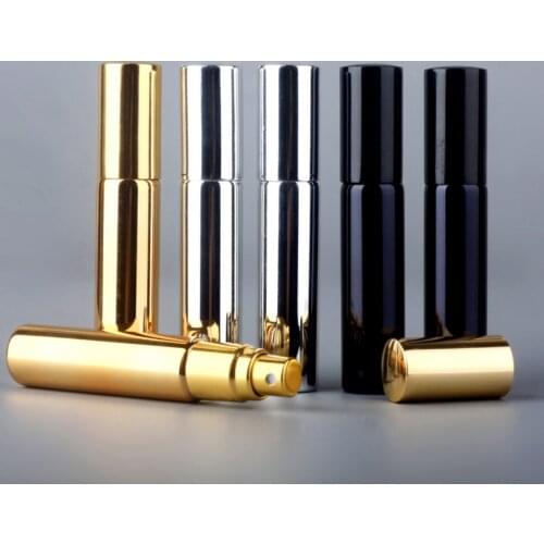 100Pcs/Lot 5ML 10ML Portable UV Glass Refillable Perfume Bottle With Aluminum Atomizer Spray Bottles Sample Empty Containers