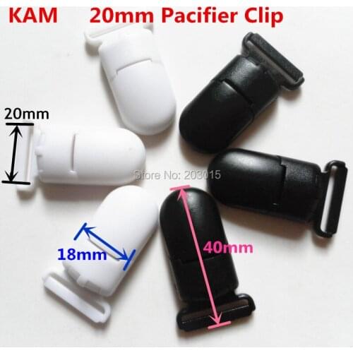 2 color) 200pcs KAM 4/5'' 2.0CM plastic baby Dummy pacifier soother Clips Suspender Clips for 20mm ribbon