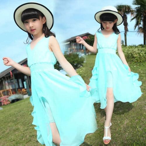 2019 Summer Kids Girls Dress 6 7 8 9 10 to 12 14 Years Long Bohemian Dresses Casual Children Clothes Kids Beach Costume