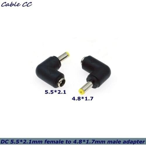 4.8x1.7mm Revolution 5.5x2.1mm Female Plug 90 Degree Elbow DC Power Connector Adapter Notebook Computer 4.0*1.7 to 5.5*2.1