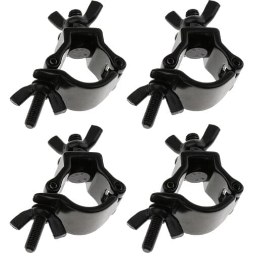 4pcs Aluminum LED Stage Light Hook Clamp Truss Clamp Loading 10kg, Black