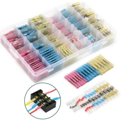 500PCS Insulated Terminators Waterproof&Seal Cable Wire Terminals Solder Sleeve Butt Crimp Heat Shrink Connectors 5Types Kit