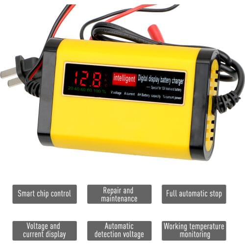 Car Battery Charger Full Automatic 2A Intelligent Fast Power Charging 3 Stages Lead Acid AGM GEL Car Battery-chargers