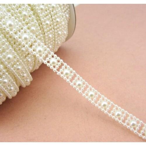 Free Shipping 3Meters/Lot 10mm Craft Square Imitation Pearl Beads Cotton Line Chain For DIY Wedding Party Decoration Party