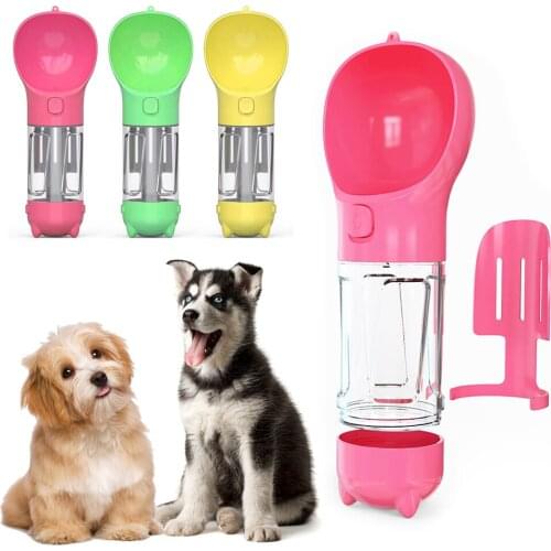 Pet Cat Dog Water Bottle Feeder Drinking Bowl Dispenser With Poop Shovel Plastic Bags For Dogs Outdoor Travel Pet Supplies