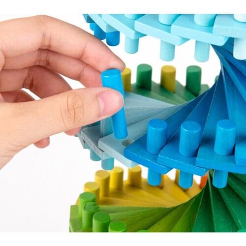 Wooden Rainbow Stacking Toys 253Pcs Building Blocks Set Educational Learning