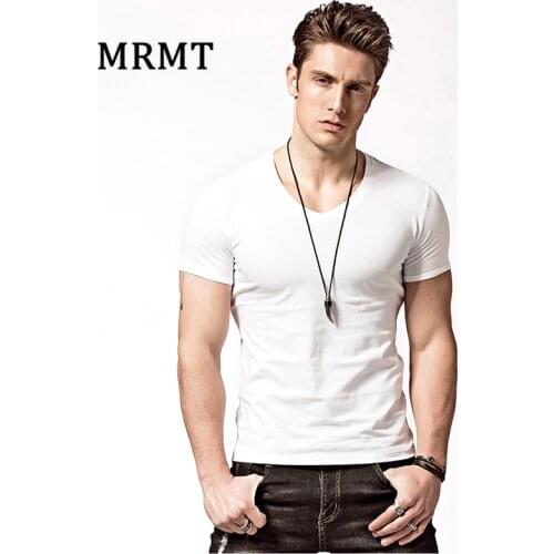 MRMT 2020 Brand Mens Lycra Cotton Short Sleeve T-Shirt Pure Color V-Neck Men T Shirt For Male Casual Short Sleeve Tshirt