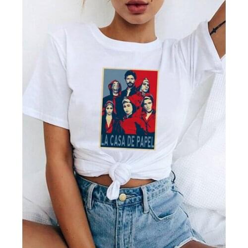Hot La Casa De Papel Printing Tshirt High Quality Money Heist Tees TV Series Women Tops Fashion Versatile Streetwear T Shirt