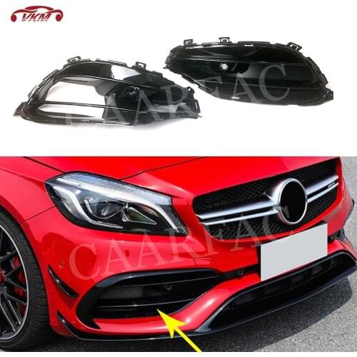 Carbon Fiber Front Bumper FogLight Trim Shade Grills Frame For Benz A Class W176 A45 AMG Sport 2016 - 2017 ABS Lamp Mask Cover