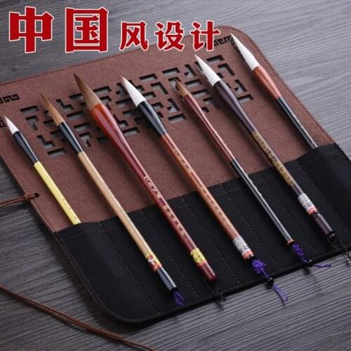 Chinese style calligraphy brush calligraphy cotton pen painting holder brush case bag roll Hollow Breathable brush pen curtain
