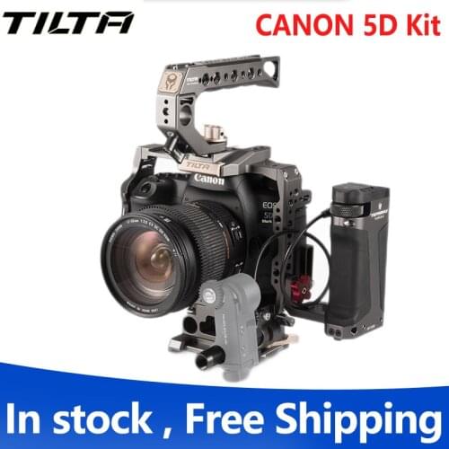 Tilta CANON 5D Camera Cage Black FOR CANON 5D2 5D3 5D4 7D 5D Mark II III DSLR Rig Black Cage Side Focus Handle VS Smallrig