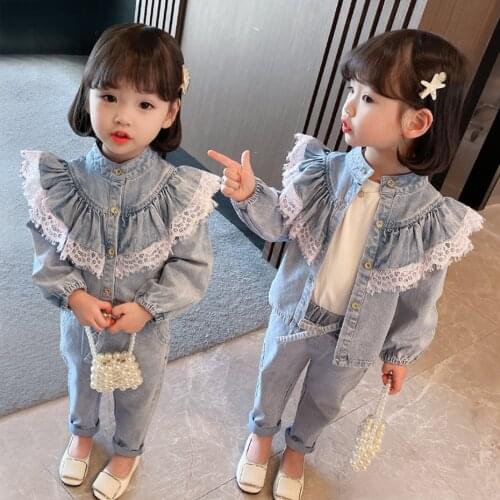Girls Clothes Set Denim Jacket + Pants Clothing For Girls Patchwork Costumes For Girls Spring Childrens Tracksuits