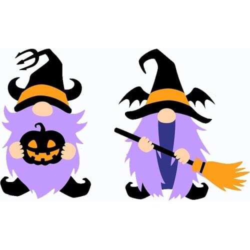 Metal Cutting Dies Cut 2pcs Halloween Broom Gnome People Decoration Scrapbook Paper Craft Knife Mould Blade Punch Stencils