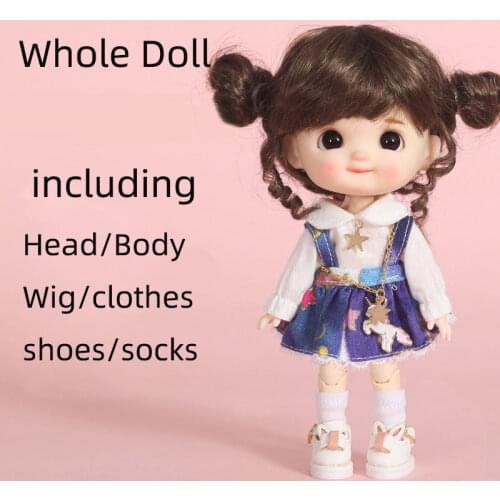 Cute Customization Dimples Egg Doll Head for 1/8 1/12 BJD Dolls OB11 Doll with DDF body,wigs, Doll Clothes,Doll shoes socks