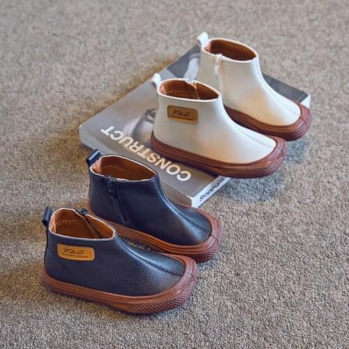 Fashion kids Short Boots Princess Single Boots 2021 Square Toe Childrens Boots Girls Martin Boots baby Leather Boots Hot 26-37