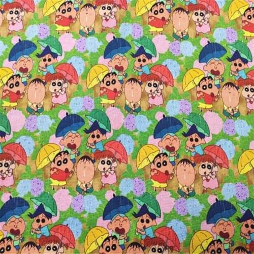 Cartoon Crayon Shinchan Print 100% Cotton Fabric for Boy Clothes Bedding Set Hometextile Cushion Cover Backpack DIY