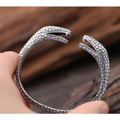 Solid 925 Sterling Silver HIPHOP snake men women bracelet bangle cuff Jewelry A1958