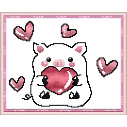 Love the pig cross stitch kit aida 14ct 11ct count print canvas cross stitches needlework embroidery DIY handmade