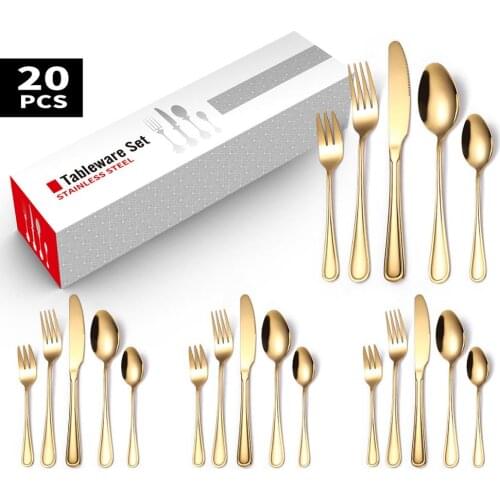 20Pcs RoseGold Cutlery Set Stainless Steel Dinnerware Set Colorful Knife Fork Coffee Spoon Tableware Kitchen Dinner Silverware