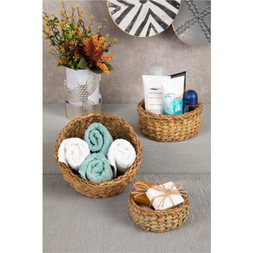 Natural Round Wicker Basket Lux Organizer 3 Size Bath And Home Decor