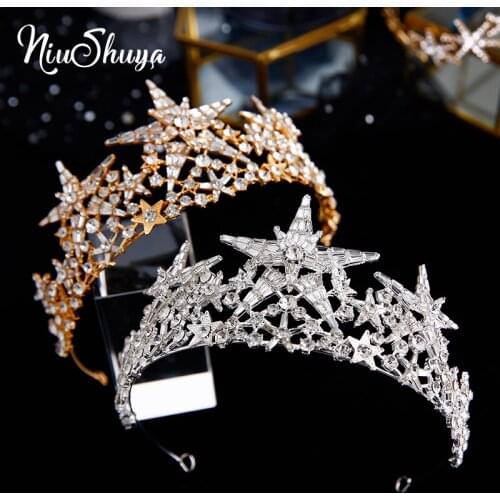 NiuShuya New Star Design Fashion Tiaras Crown Beautiful Bride Wedding Rhinestone Hair Accessories Headband
