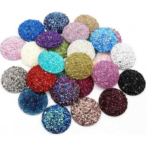 New Fashion 10pcs/lot 20mm 25mm Mix Colors Natural Ore Style Flat Back Resin Cabochons Dome DIY Jewelry Making Supplies Fidings