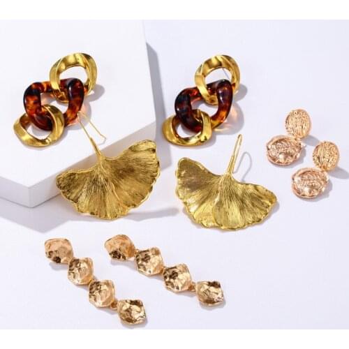 New Korean Heart Statement Drop Earrings 2020 for Women Fashion Vintage Geometric Acrylic Dangle Hanging Earring Jewelry