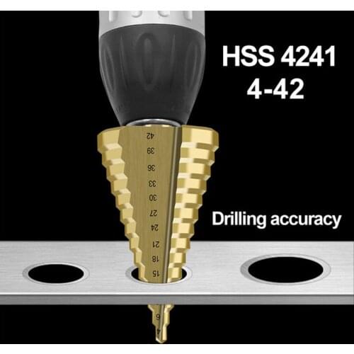 New 4-42mm HSS Titanium Coated Step Drill Bit Drilling Power Tool for Metal Wooden