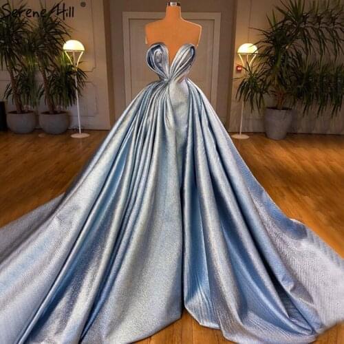 Strapless Pleat Formal Dress Women Elegant Design Serene Hill 2020 Blue Mermaid Simple Sexy Evening Dresses Ball gown BLA70627