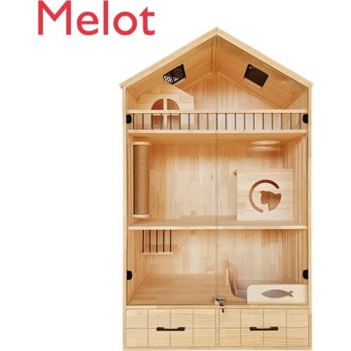 Solid Wood Cat Cage Cat Villa Cat Nest Cat Cabinet Cat House Cattery Display Cabinet Double-Layer Three-Layer Household Durable