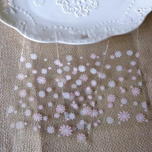 100pcs Light Pink Flower Transparent Plastic Cookies Baking Christmas Gift Packaging Bags Wedding Biscuits Cake Candy bag