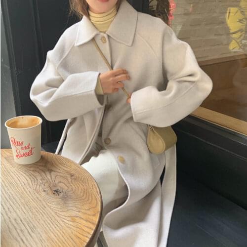 Recommended South Koreas autumn/winter warm cloth coat single-breasted woolen cloth coat