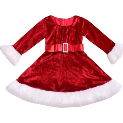 Christmas Newborn Toddler Kids Baby Girl Long Sleeve Santa Claus Princess Girls Party Dress Winter Clothes