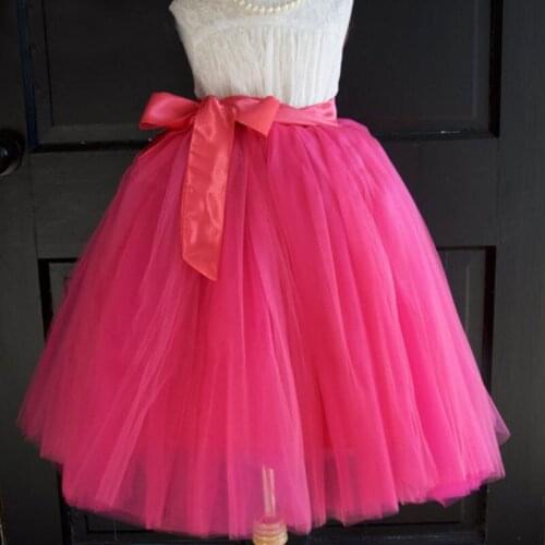 Hot Pink High Quality 7 Layers 65cm Tulle Skirt Fashion Tutu Skirts Womens Lolita Petticoat Saias rokken faldas