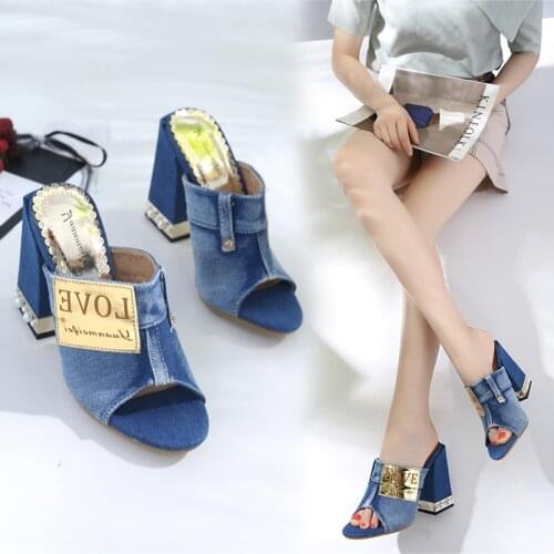 NEW Sexy Sandals Peep Toe Thin High Heels Slippers Summer Fashion Slides Women Casual Party Shoes